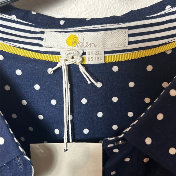 Boden navy and white polka dot Posy shirt dress with belt NWT - Picture 10 of 11